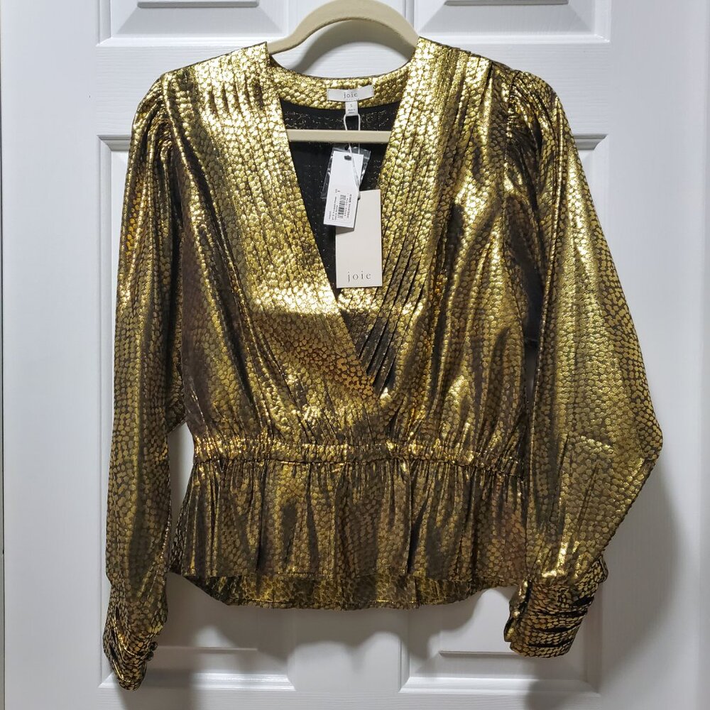 NWT Joie Nadeen Peplum Faux Wrap Top - Picture 3 of 7